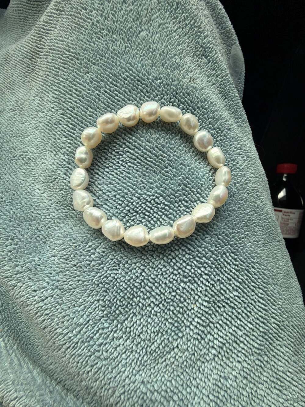 White Cultured Freshwater Baroque Pearl Stretch Bracelet